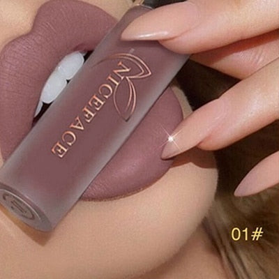 24 Color Lipstick Makeup Lips Matte Long-lasting Waterproof Liquid Lip Gloss Nude Cosmetic Mate Non-stick Cup Lipsticks