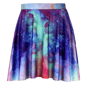 Women Sexy Skirts Ladies GALAXY Space Print SKATER SKIRT Above The Knee Saia De Renda Drop Shipping