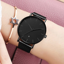 Load image into Gallery viewer, 2019 Big Black Watch Women Watches Ladies Luxury Stainless Steel Quartz Wrist Watch For Women Clock Female Wristwatch With Date