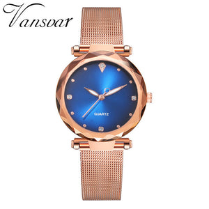 Vansvar Modern Fashion Quartz Watch Men Women Mesh Watch High Quality Casual Wristwatch Gift for Female 533