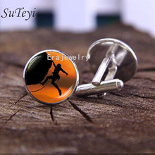 Load image into Gallery viewer, SUTEYI Novelty Rock Climbing Cufflinks For Mens Mountain Climbing Sport Picture Shirt Cufflink Glass Dome High Quality Jewelry