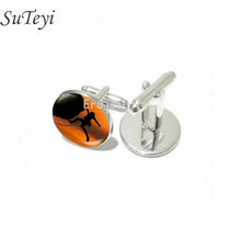 Load image into Gallery viewer, SUTEYI Novelty Rock Climbing Cufflinks For Mens Mountain Climbing Sport Picture Shirt Cufflink Glass Dome High Quality Jewelry