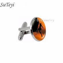 Load image into Gallery viewer, SUTEYI Novelty Rock Climbing Cufflinks For Mens Mountain Climbing Sport Picture Shirt Cufflink Glass Dome High Quality Jewelry