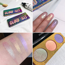 Load image into Gallery viewer, UCANBE 3 Color Duo-chrome Holographic Eyeshadow Palette Pigmented Powder Shimmer Metallic Eye Shadow Kit Makeup Shine Eyeshadow