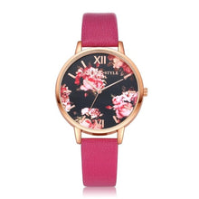 Load image into Gallery viewer, Lvpai Women Watch Casual Flower Printed Clock Faux Leather Bracelet Roman Ladies Dress Watch Quartz Wristwatch Relogio feminino