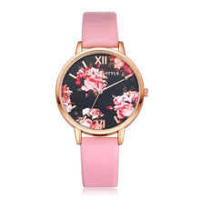 Load image into Gallery viewer, Lvpai Women Watch Casual Flower Printed Clock Faux Leather Bracelet Roman Ladies Dress Watch Quartz Wristwatch Relogio feminino