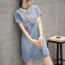 Load image into Gallery viewer, Korean style 2018 new summer plus size female fashion dress denim blue school girls&#39;  dress 168A 45