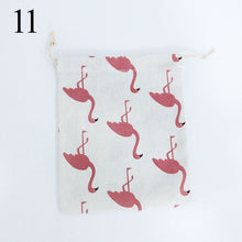 Load image into Gallery viewer, 3 Size Cute Printing Flamingo Cartoons Protable Cotton Drawstrping Bag For Travel Pouch Storage Clothes Handbag Storage Bag