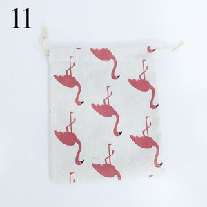 3 Size Cute Printing Flamingo Cartoons Protable Cotton Drawstrping Bag For Travel Pouch Storage Clothes Handbag Storage Bag